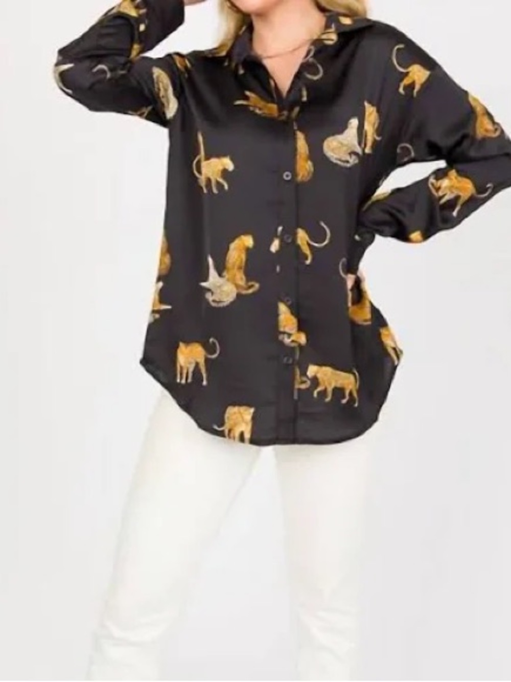 Mazik Leopard Button down Blouse - Picture 11 of 11